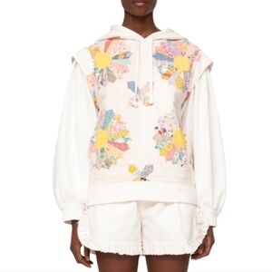 Sea NY Linden Patchwork Print Quilted Hooded Sweatshirt Size XS